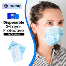 Load image into Gallery viewer, Adult Disposable 3 Layer Masks - Blue - 50 Pack