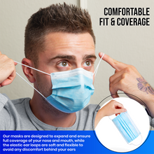 Load image into Gallery viewer, Adult Disposable 3 Layer Masks - Blue - 50 Pack