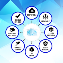 Load image into Gallery viewer, Adult Disposable 3 Layer Masks - Blue - 50 Pack