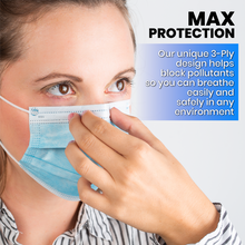 Load image into Gallery viewer, Adult Disposable 3 Layer Masks - Blue - 50 Pack
