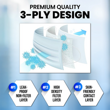 Load image into Gallery viewer, Adult Disposable 3 Layer Masks - Blue - 50 Pack