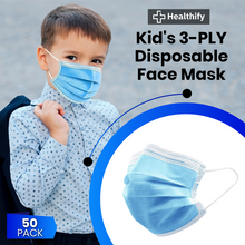 Load image into Gallery viewer, Kid's Disposable 3 Layer Masks - Blue - 50 Pack