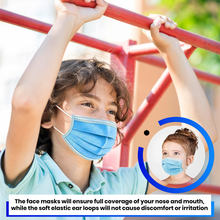 Load image into Gallery viewer, Kid's Disposable 3 Layer Masks - Blue - 50 Pack