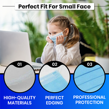 Load image into Gallery viewer, Kid's Disposable 3 Layer Masks - Blue - 50 Pack