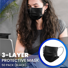 Load image into Gallery viewer, Adult Disposable 3 Layer Masks - Black - 50 Pack