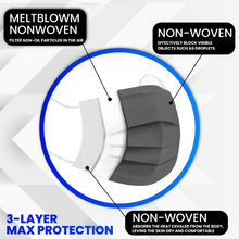 Load image into Gallery viewer, Adult Disposable 3 Layer Masks - Black - 50 Pack