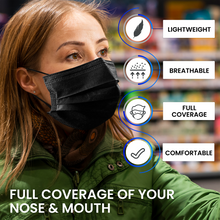 Load image into Gallery viewer, Adult Disposable 3 Layer Masks - Black - 50 Pack