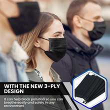 Load image into Gallery viewer, Adult Disposable 3 Layer Masks - Black - 50 Pack