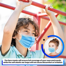 Load image into Gallery viewer, Kid&#39;s Disposable 3 Layer Masks - Blue - 50 Pack
