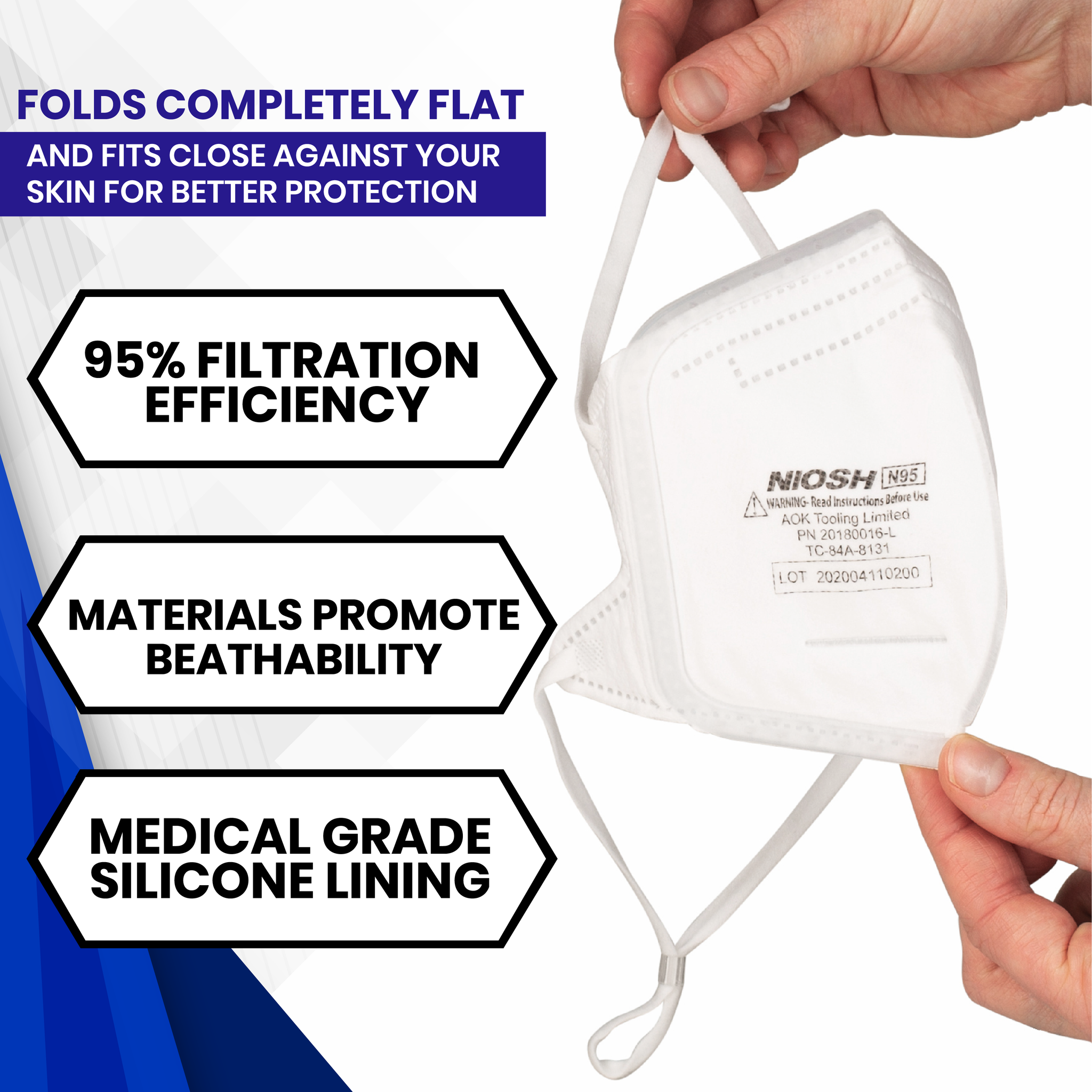 N95 Folding Mask - FDA Certified & NIOSH Approved - White – Healthify N95 Folding Mask - FDA Certified & NIOSH Approved - White – Healthify