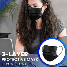 Load image into Gallery viewer, Adult Disposable 3 Layer Masks - Black - 50 Pack
