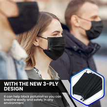 Load image into Gallery viewer, Adult Disposable 3 Layer Masks - Black - 50 Pack

